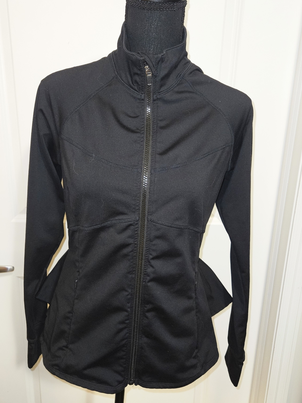 Fabletics Black Full-Zip Athletic Bomber Jacket
